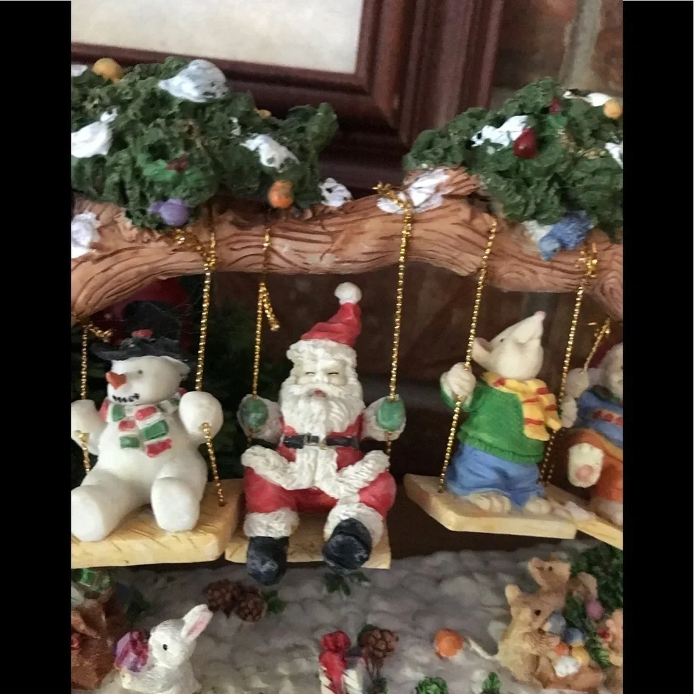 Rare Vintage Large Holiday Santa Snowman Swinging Tree‼️FINAL SALE